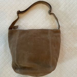 Coach taupe suede bucket bag